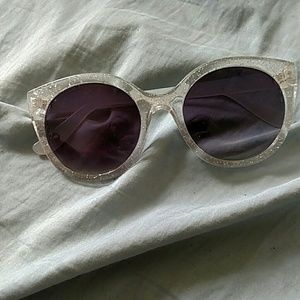 Clear sunglasses with silver glitter
